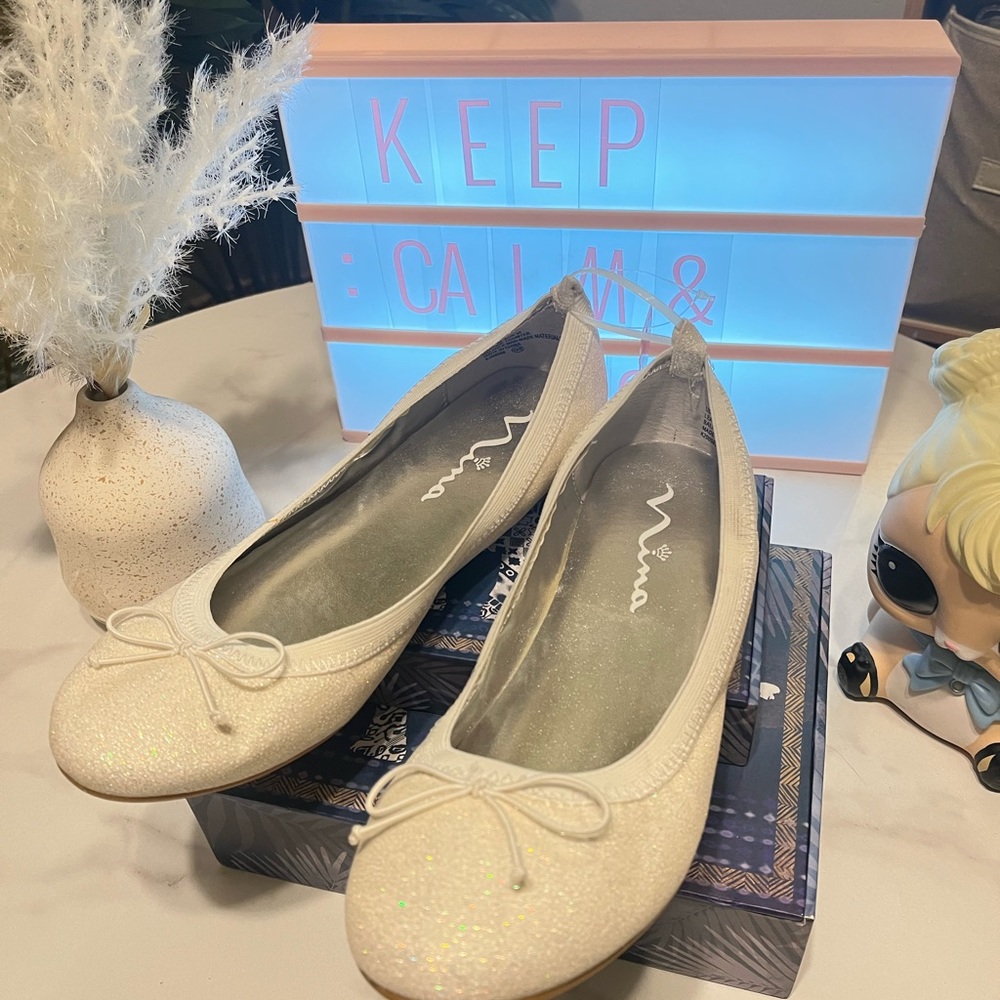 Elegant Ivory Ballet Flats Outfit Teen Girl Size 6 β Classic Soft Dress Ensemble - Picture 13 of 14